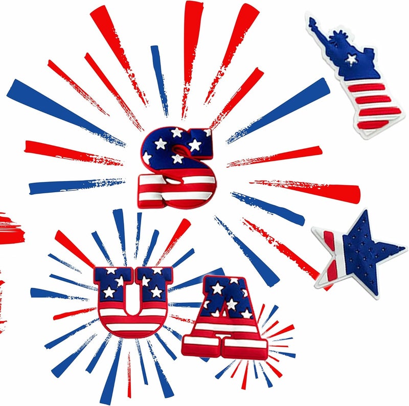 BULKITEM 25 Pcs Gamer, Summer, Nurse, Pink, Hunting, Black,USA american flag crocs,Shoe Charms, Cute Shoe Accessories Gifts Charms for Teens Kids Adults - Image 2